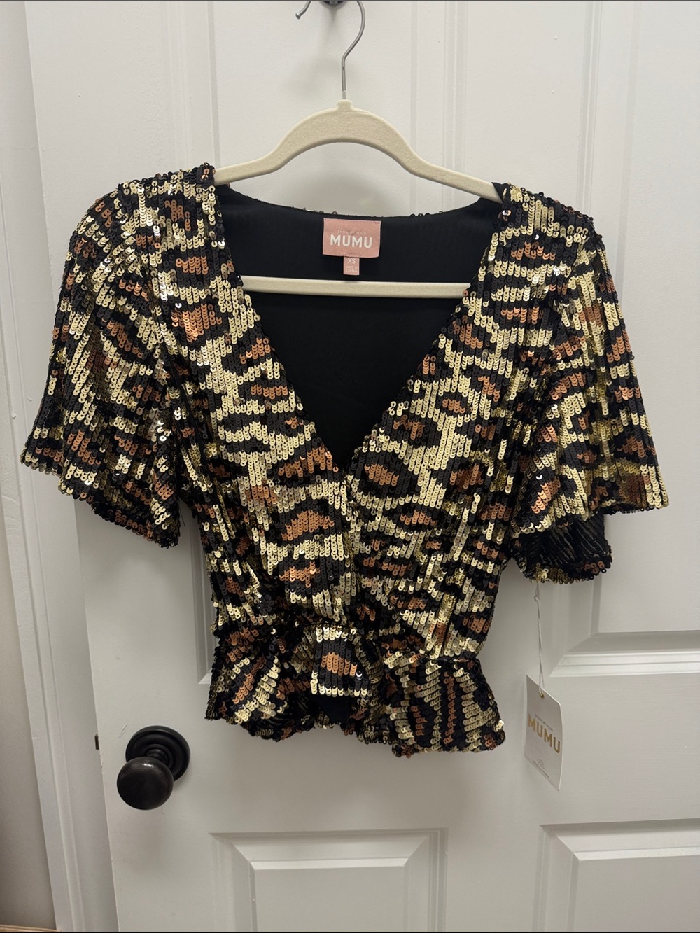 Show Me Your MuMu Gold & Black Sequin Top